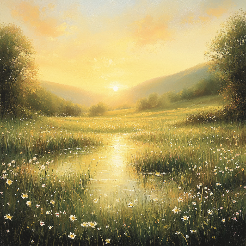 Michelangelo Inspired Sunrise Over Meadows Painting by numbers kit