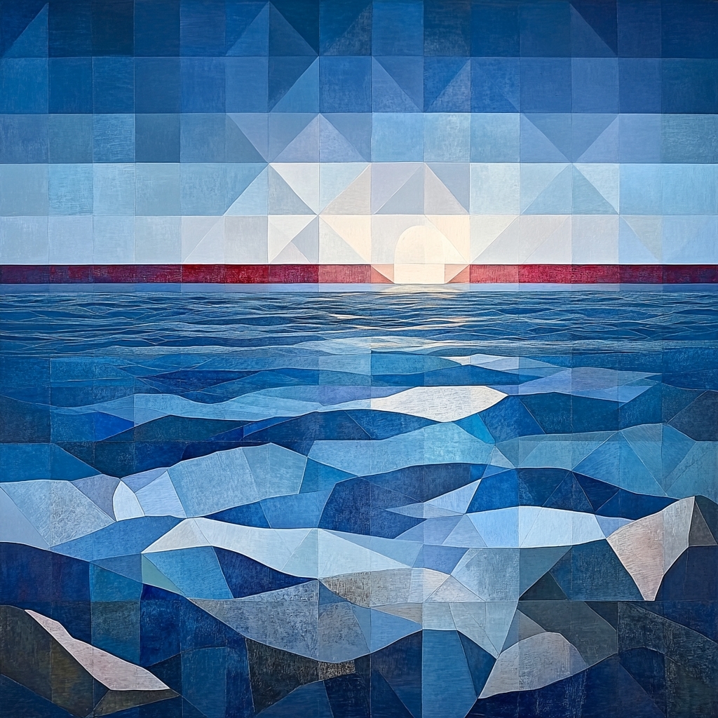 Pablo Picasso Inspired Cubist Seascape In Angular Planes paint by numbers