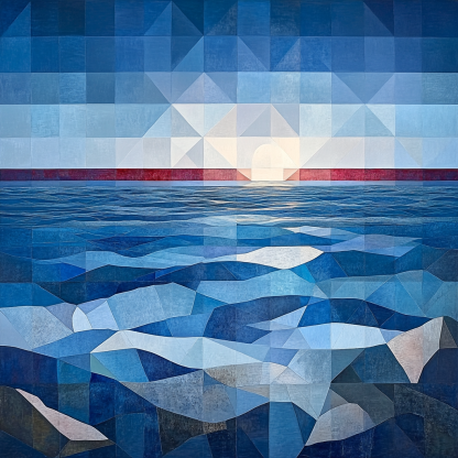 Pablo Picasso Inspired Cubist Seascape In Angular Planes paint by numbers