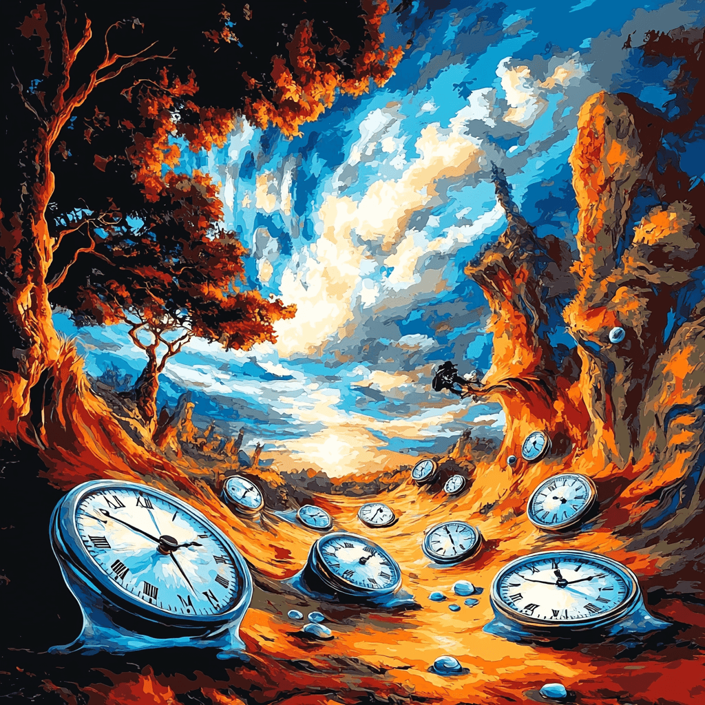 Salvador Dali Inspired Surreal Time's Mirage Number Painting