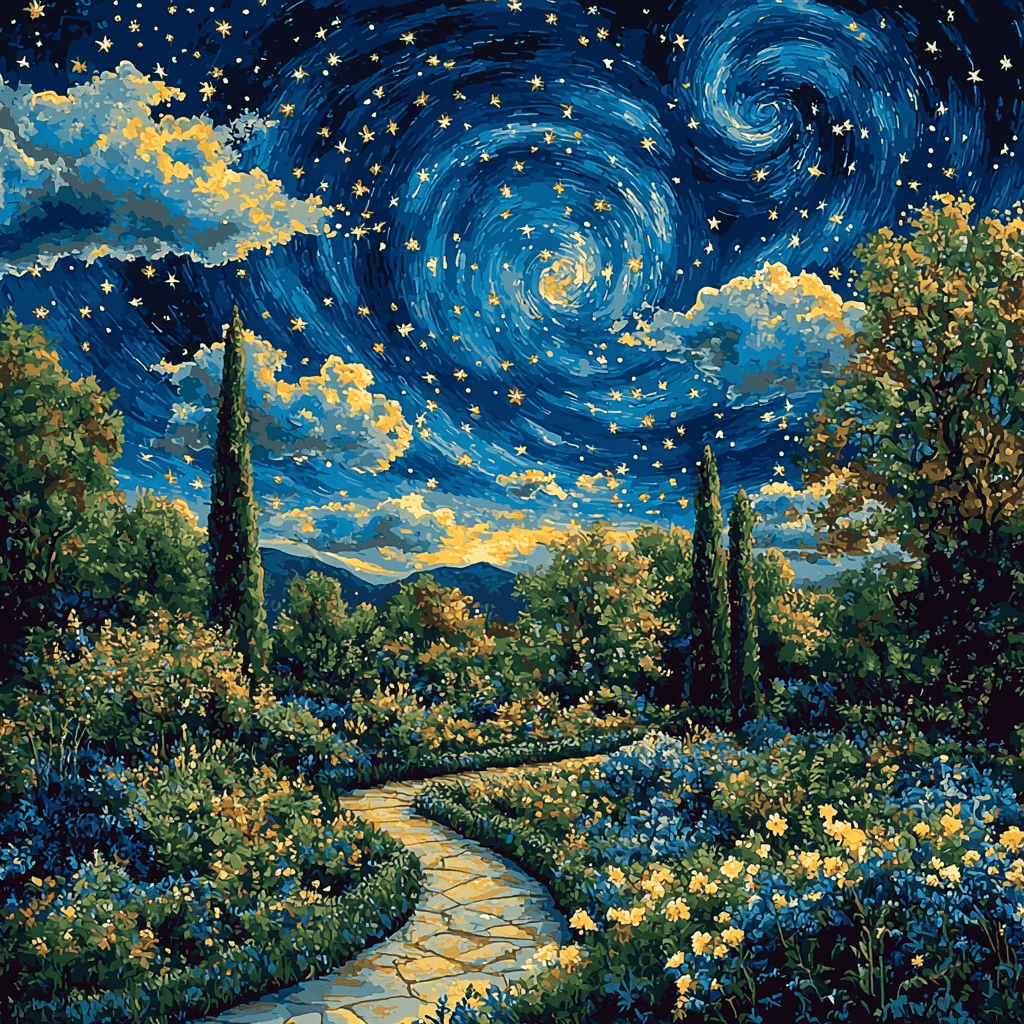 Vincent Van Gogh Inspired Starry Garden DIY Paint By Numbers