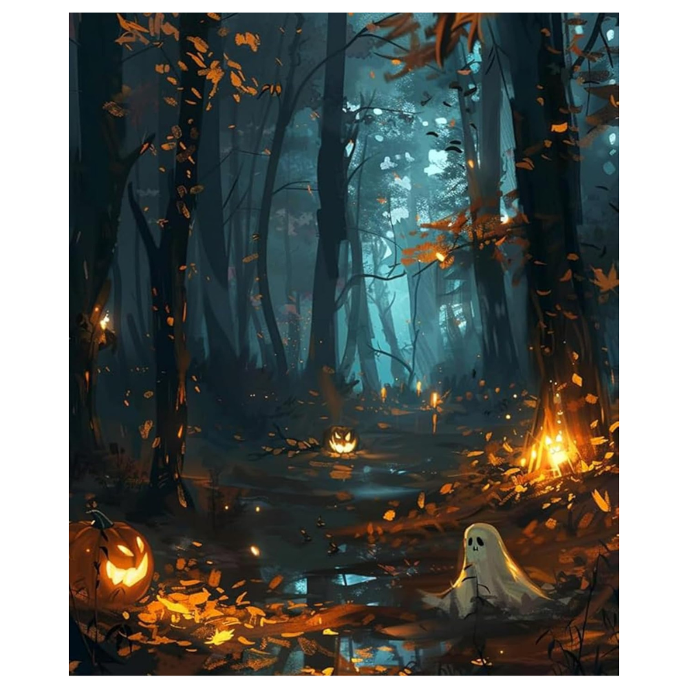 Moonlight Forest Pumpkin Path Paint By Numbers