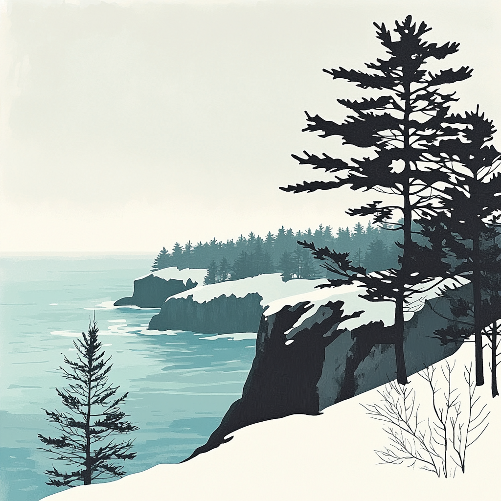 Hiroshige Inspired Snow Pine Coastal Mist painting number kit