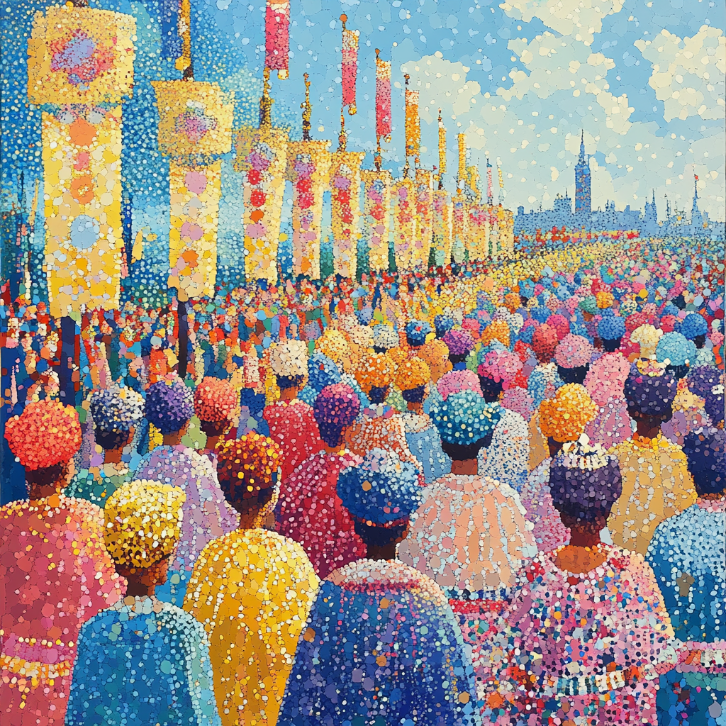 Seurat Inspired Festival Parade Number painting