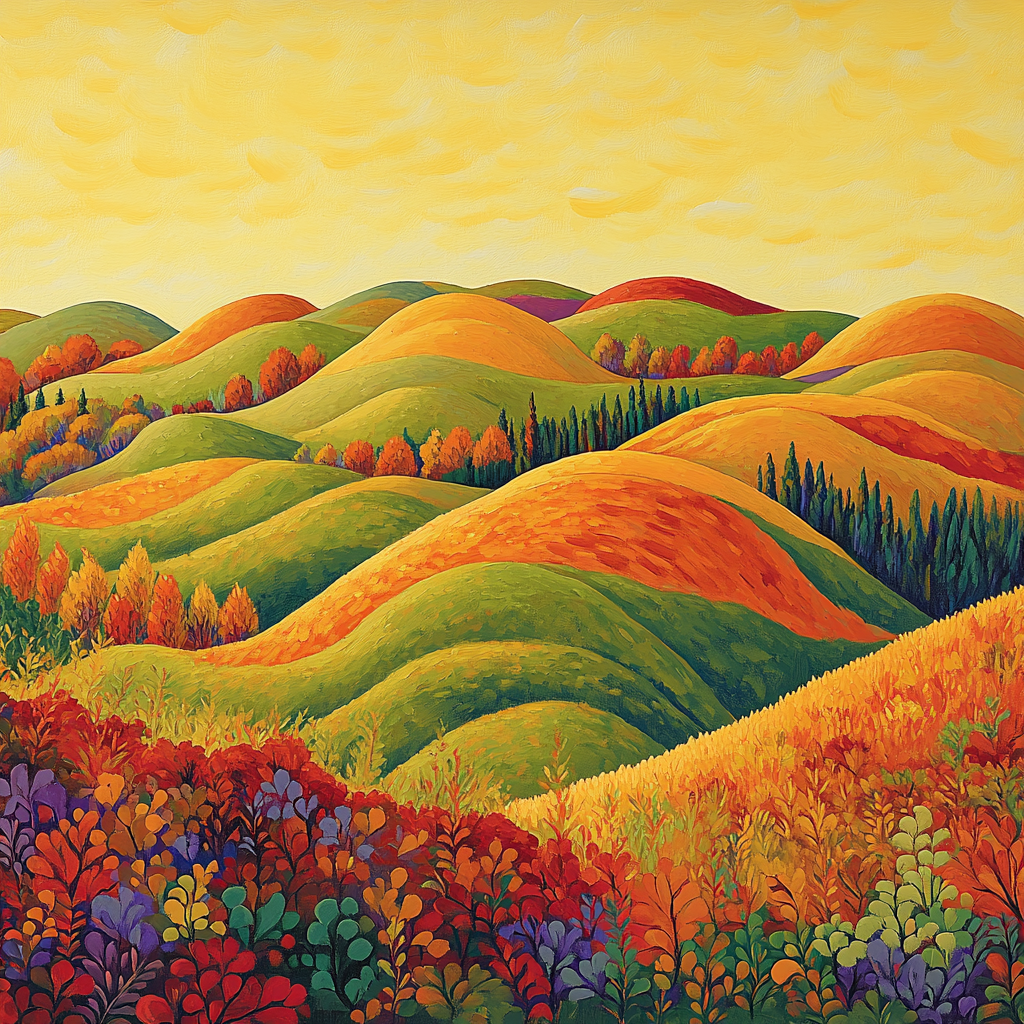 Frederick Varley Inspired Windswept Hills In Vibrant Autumn Glow DIY paint by numbers