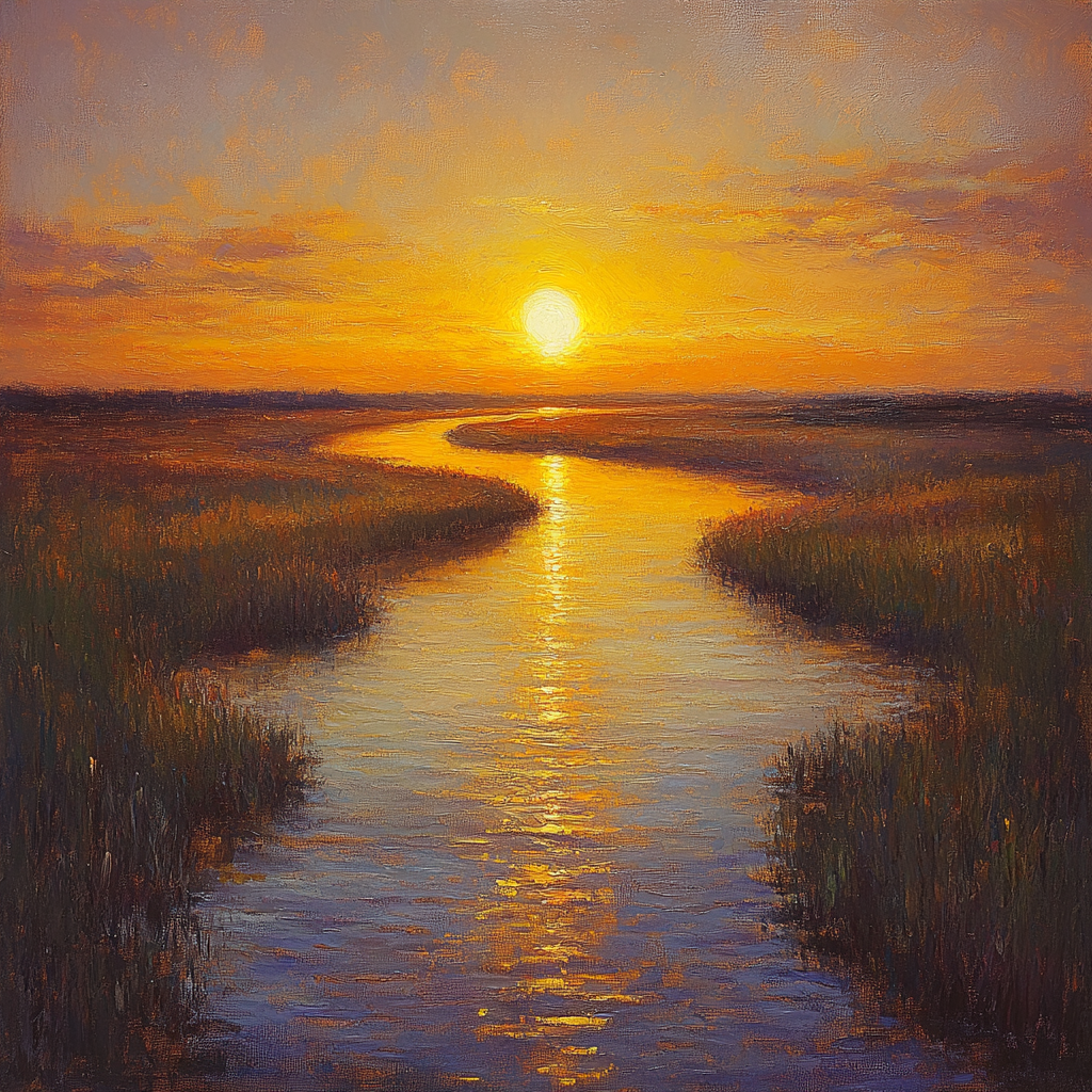 J.M.W. Turner Inspired Golden Sunset River Numbered painting kits