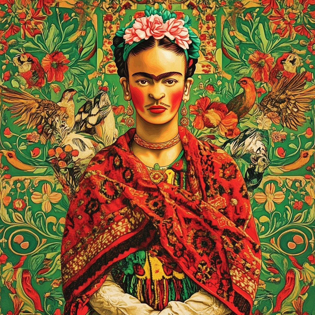 Frida Kahlo Inspired Mythological Portrait paint by number