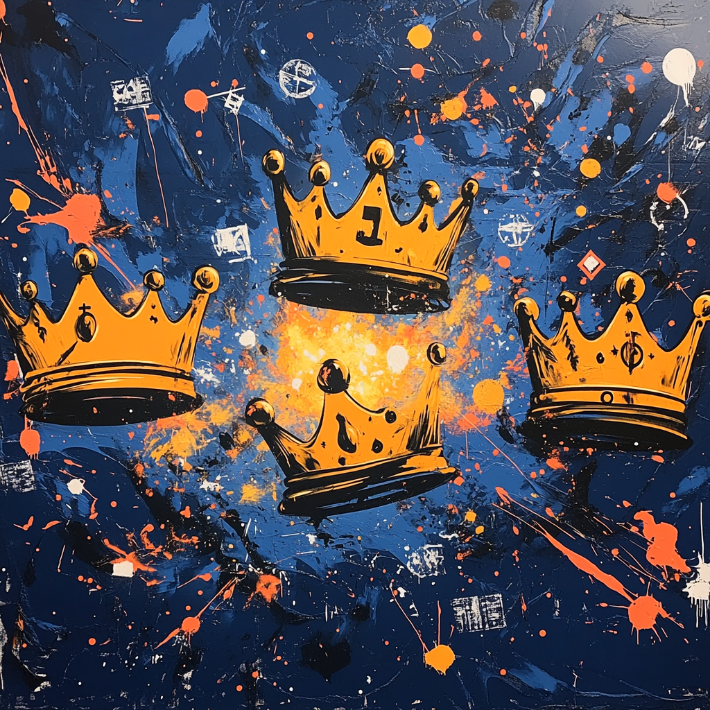 Jean-Michel Basquiat Inspired Crowned Nebula Number painting