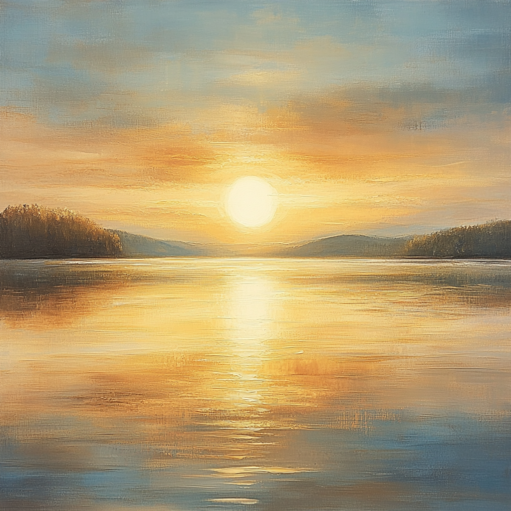 Turner Inspired Golden Sunset Over Lake paint by number