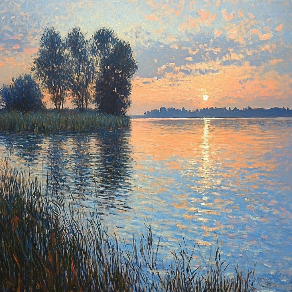 Claude Monet Inspired Tranquil Lake At Sunrise Painting by numbers kit