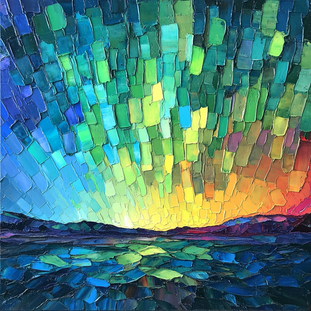Jean-Paul Riopelle Inspired Aurora Borealis Mosaic DIY paint by numbers