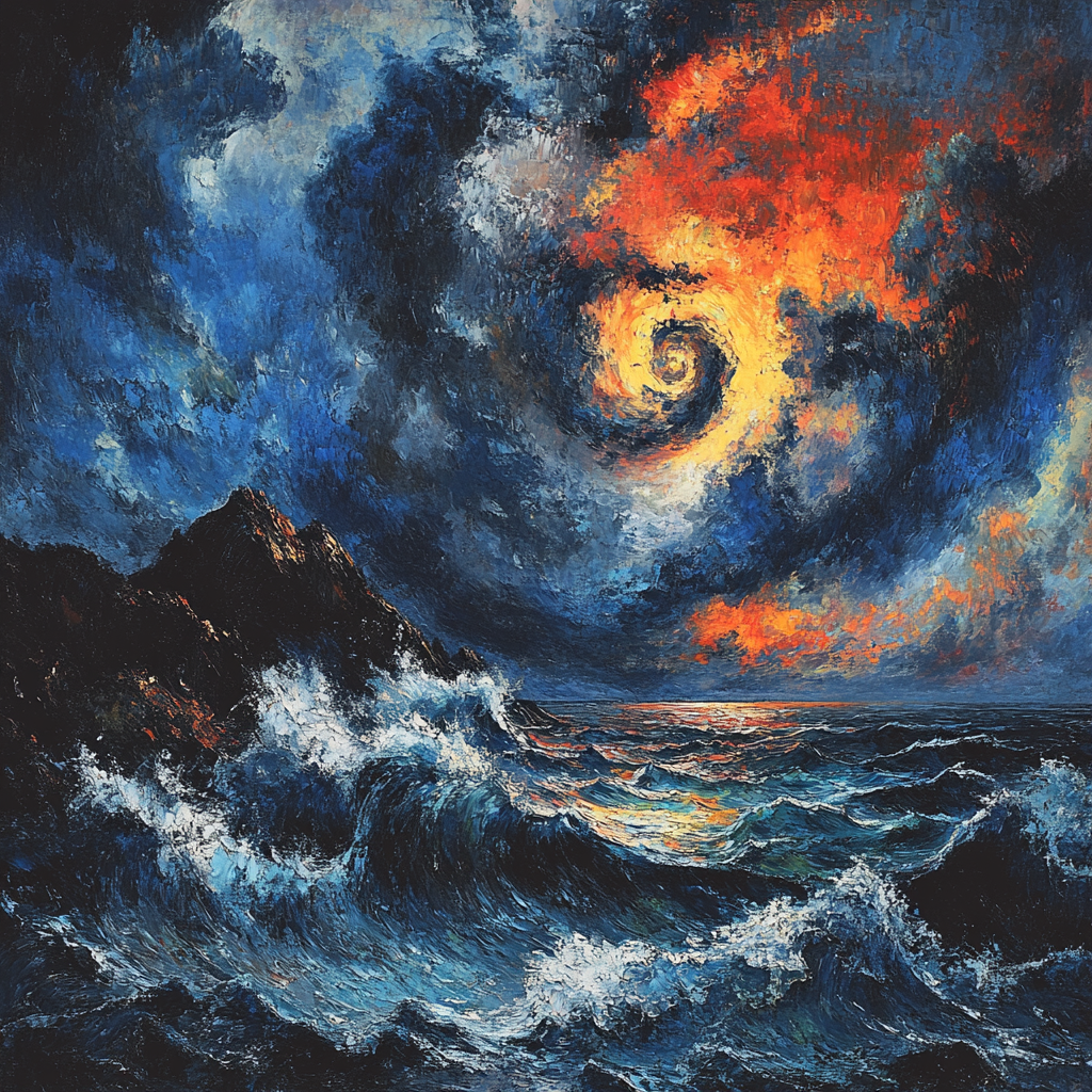 Edvard Munch Inspired Stormy Coastal Landscape painting number kit