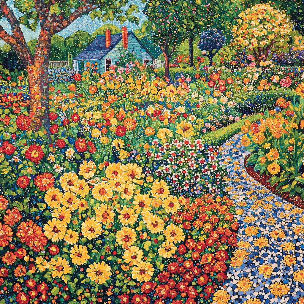 Georges Seurat Inspired Sun-Kissed Blooms Paint By Color