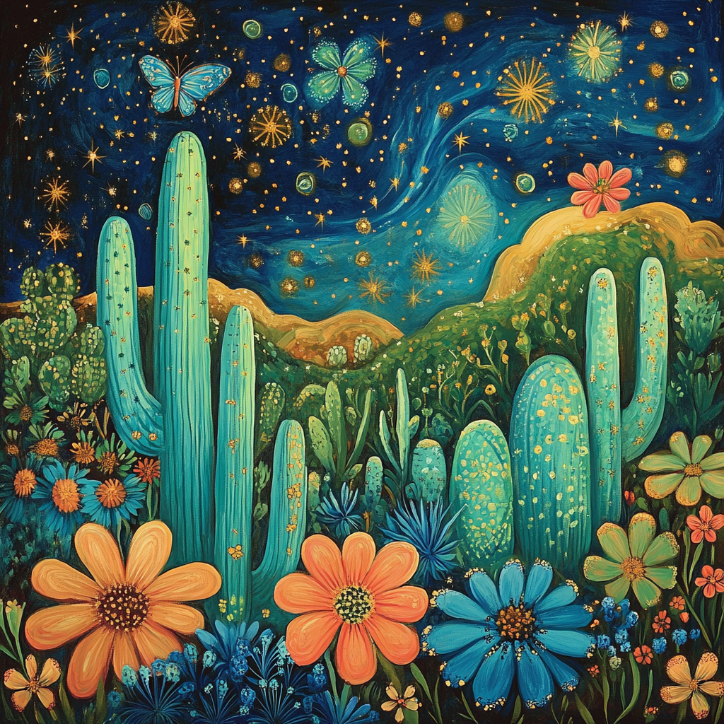 Frida Kahlo Inspired Cosmic Garden paint by color