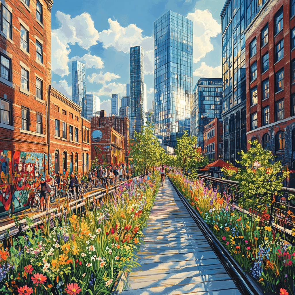 High Line Elevated Park Chelsea New York United States painting number kit