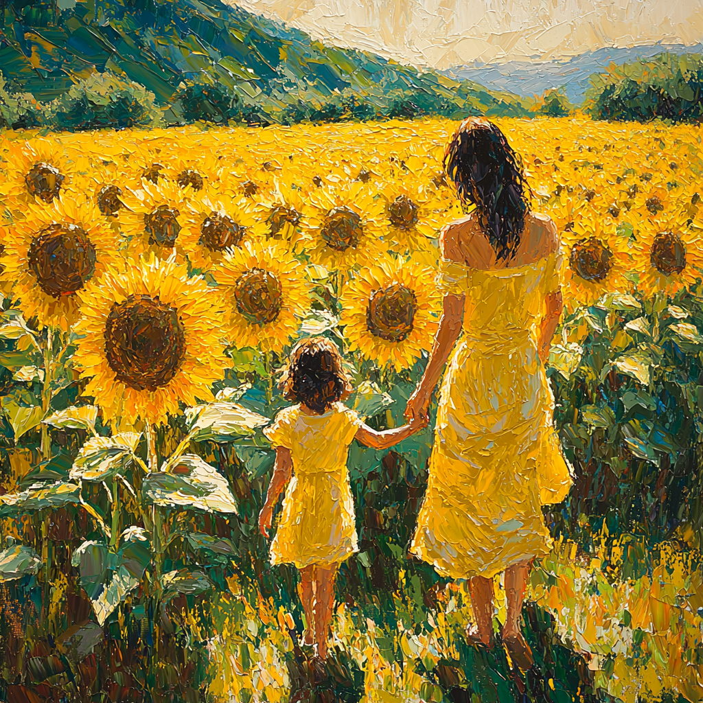 A Mother's Sunflower Garden Painting By Numbers Kit