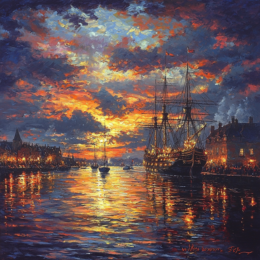 William Turner Inspired Harbor Lights Reflections DIY Paint By Numbers