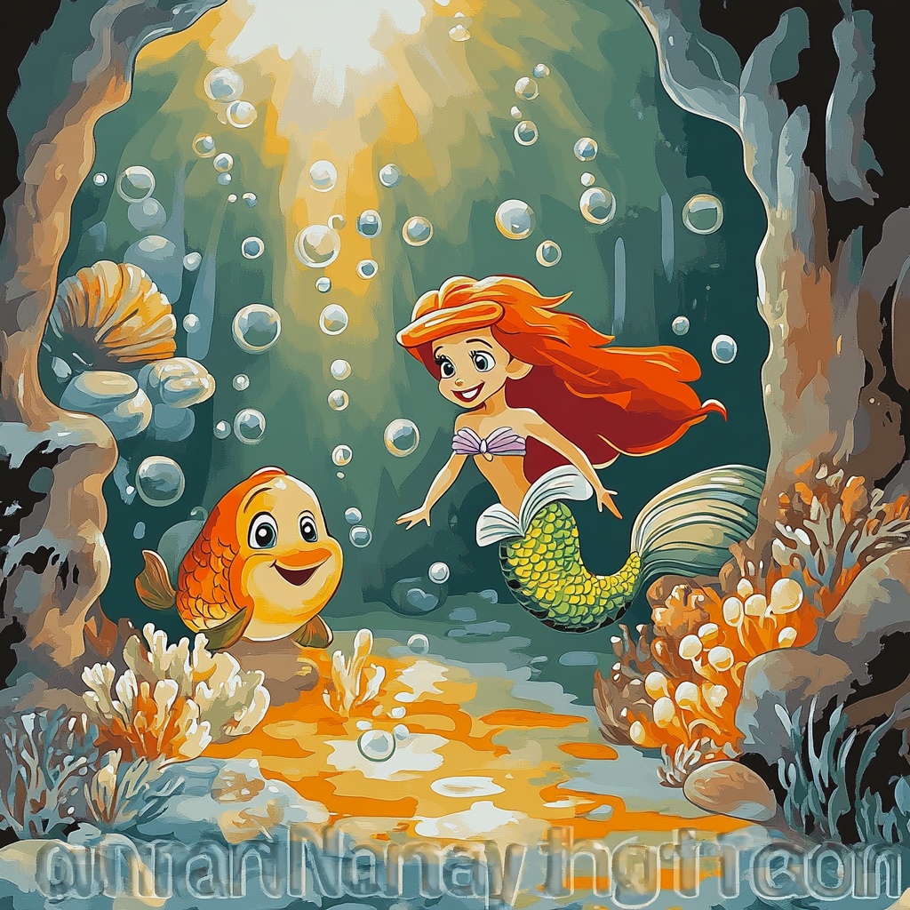 Ariel And Flounder Treasure Grotto paint by color