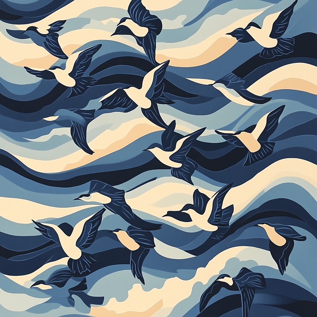 Hokusai Inspired Storm Birds Numbered painting kits