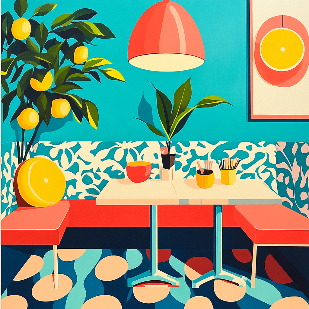 Henri Matisse Inspired Bright Café Interior DIY paint by numbers