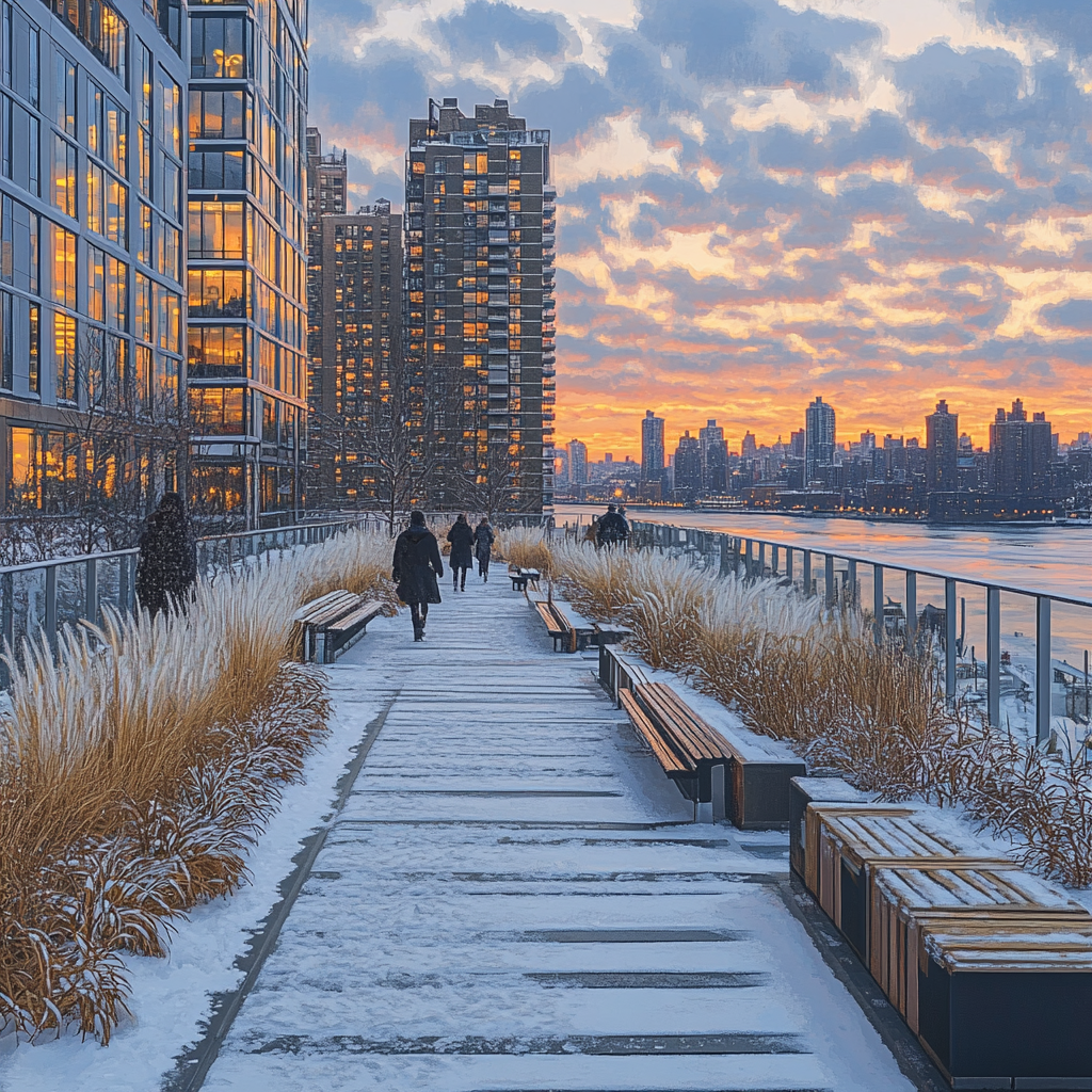 High Line Winter Walk New York United States paint by color