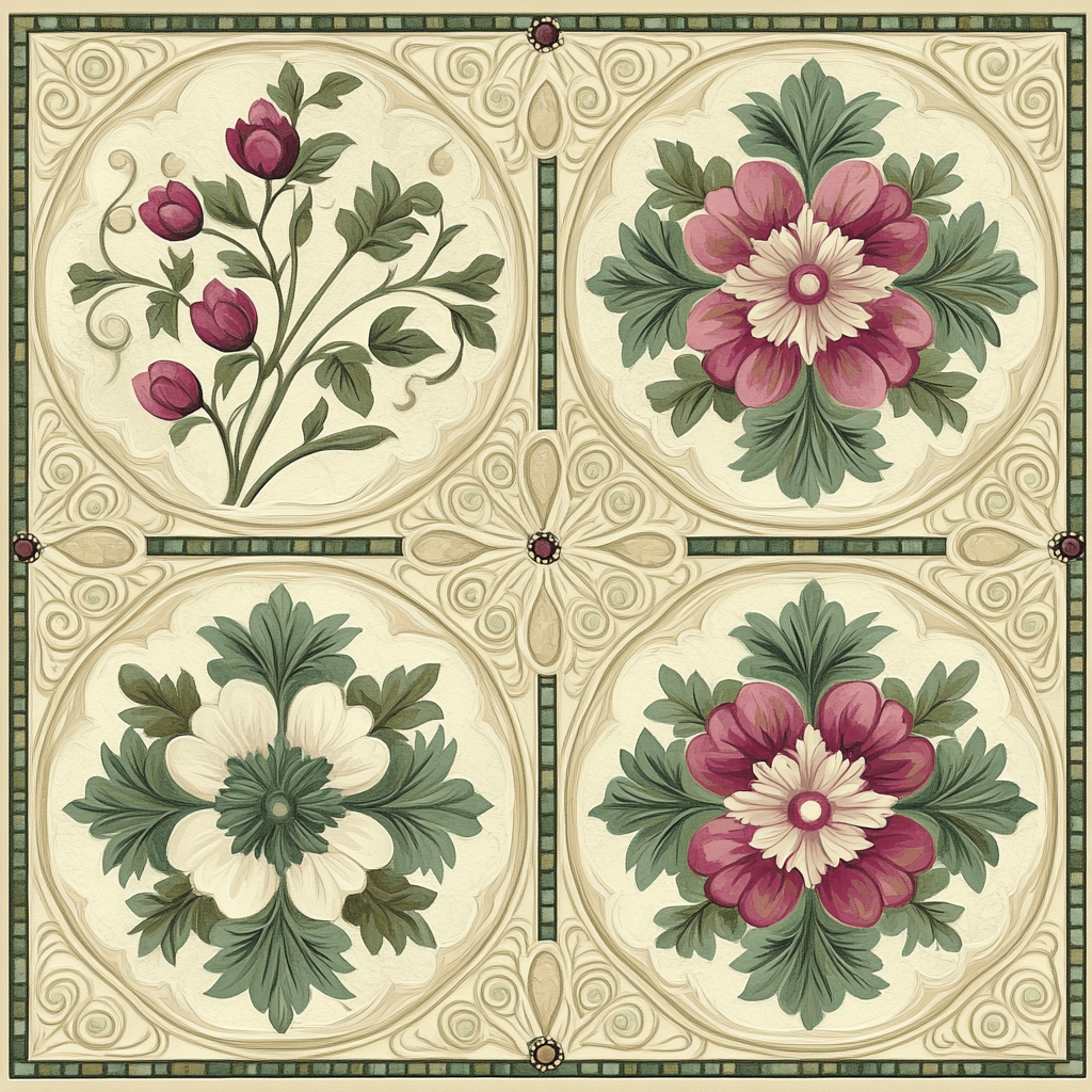 Alphonse Mucha Inspired Seasonal Symphony paint by color