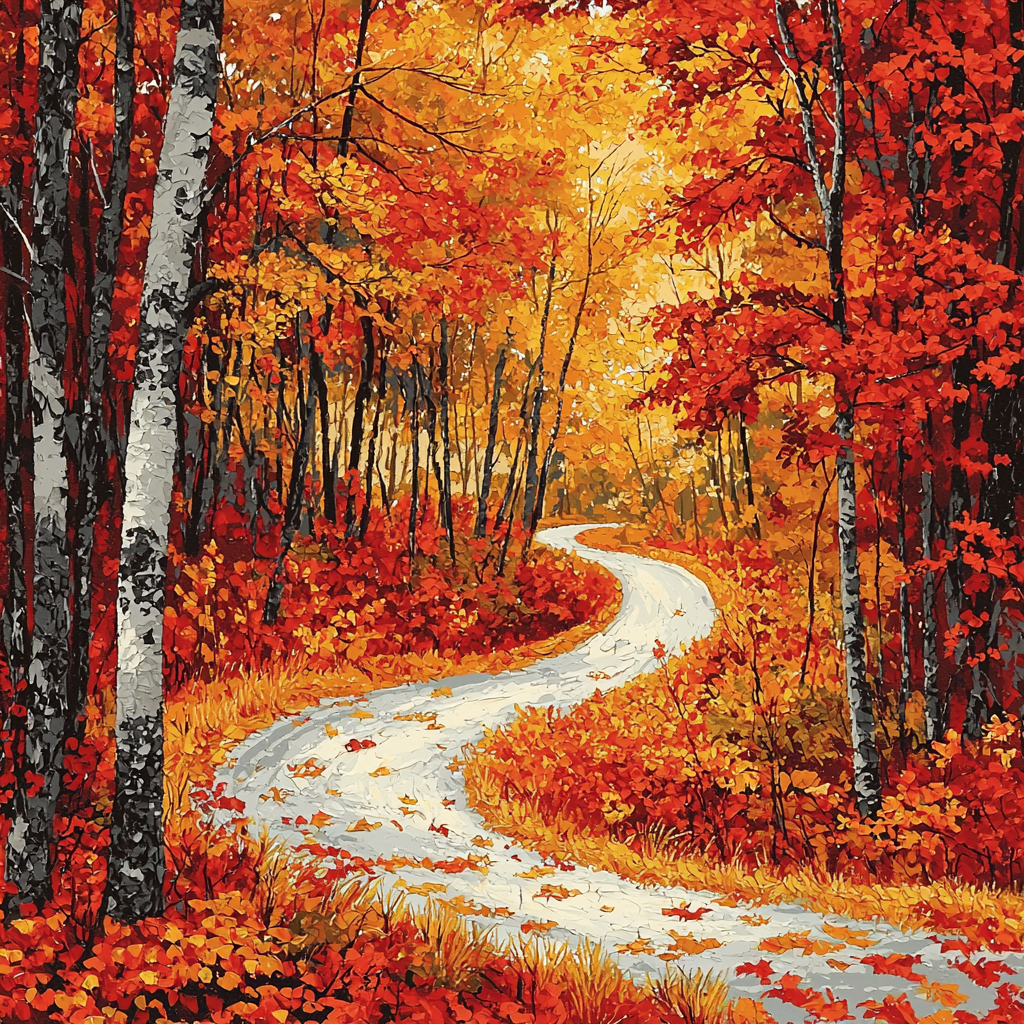 John Constable Inspired Pathway Through Autumn Paint By Numbers Art