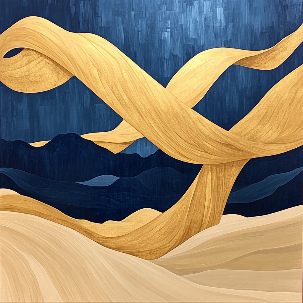 Georgia OKeeffe Inspired Golden Desert Bones With Indigo Sky paint by number