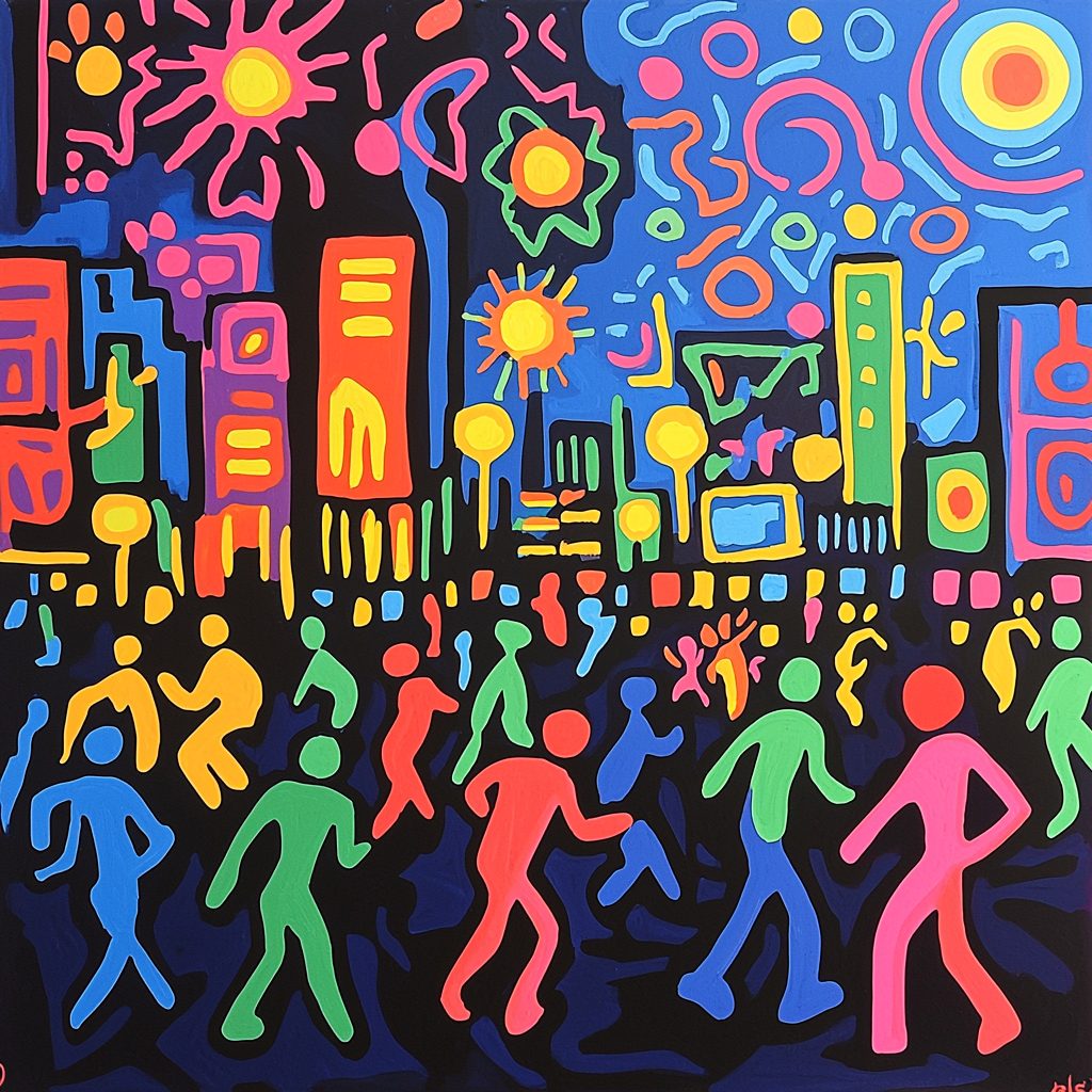 Keith Haring Inspired Dynamic Neon Nightlife Paint By Numbers Kits