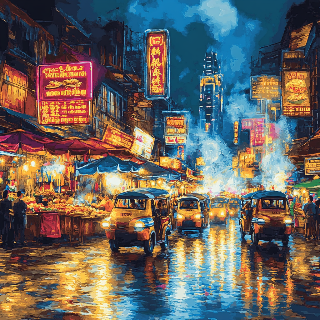 Khao San Road Evening Market Bangkok Thailand Number painting