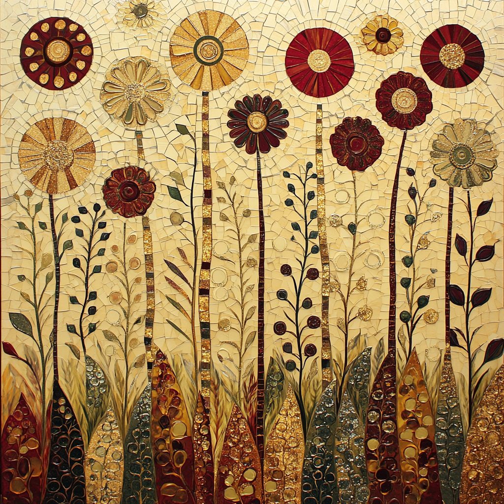 Gustav Klimt Inspired Ornamental Meadow Of Flowers Painting by numbers kit