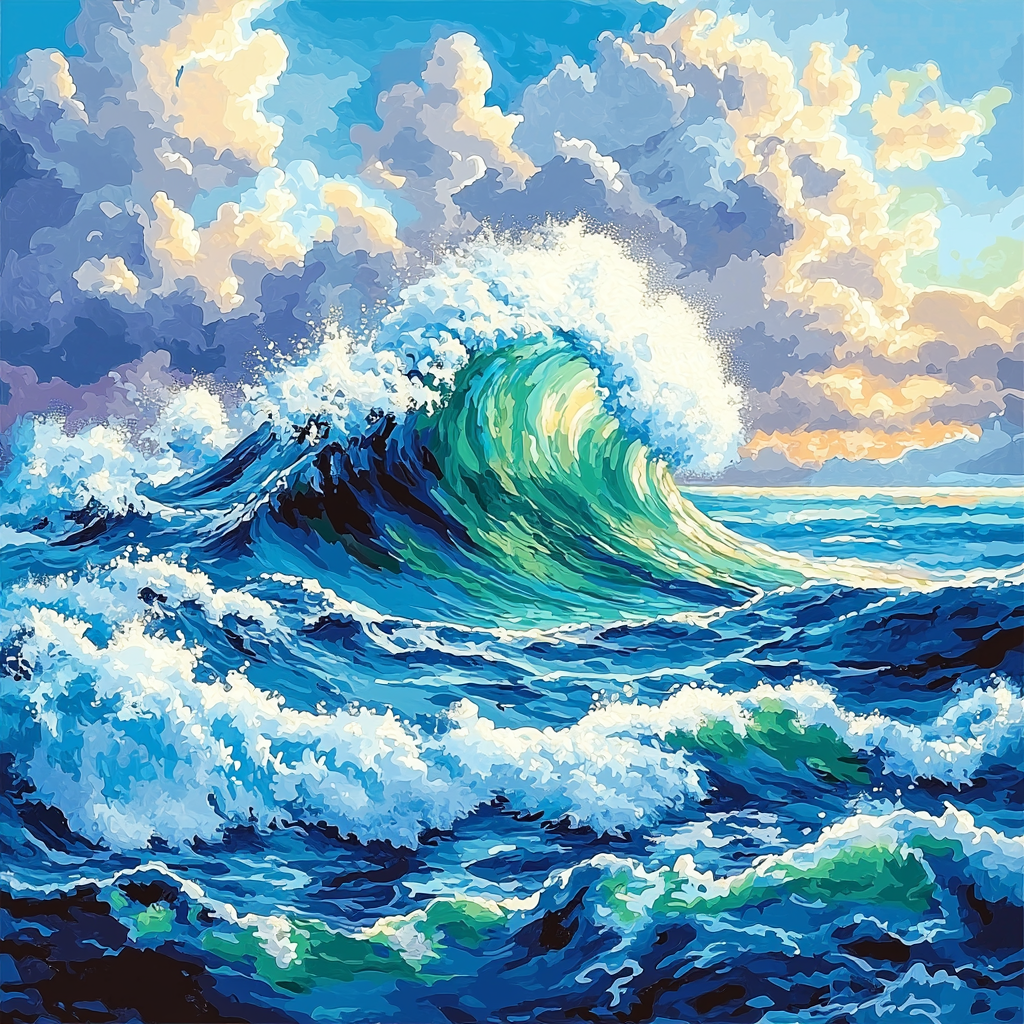 Hokusai Inspired Kaleidoscope Oceanic Views Painting By Numbers Kit