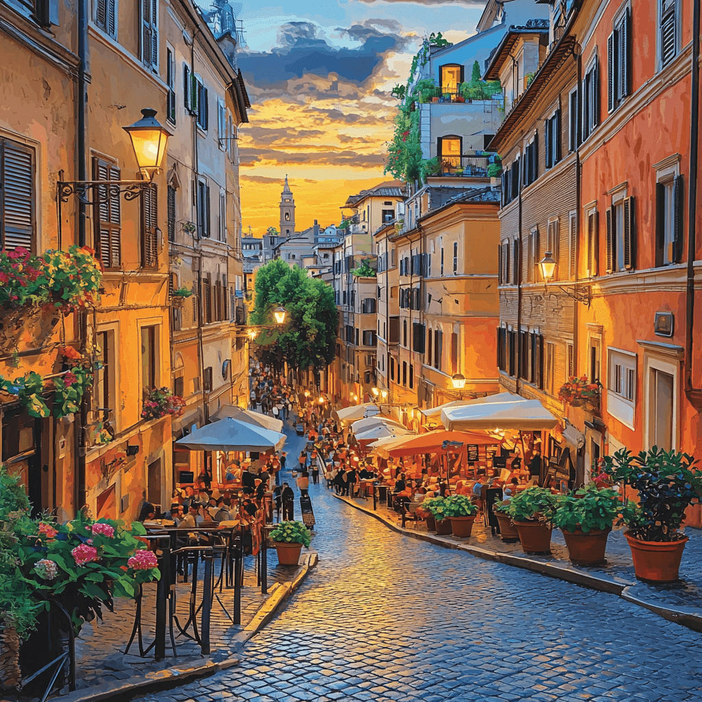 The Eternal City: Rome's Trastevere DIY Paint By Numbers