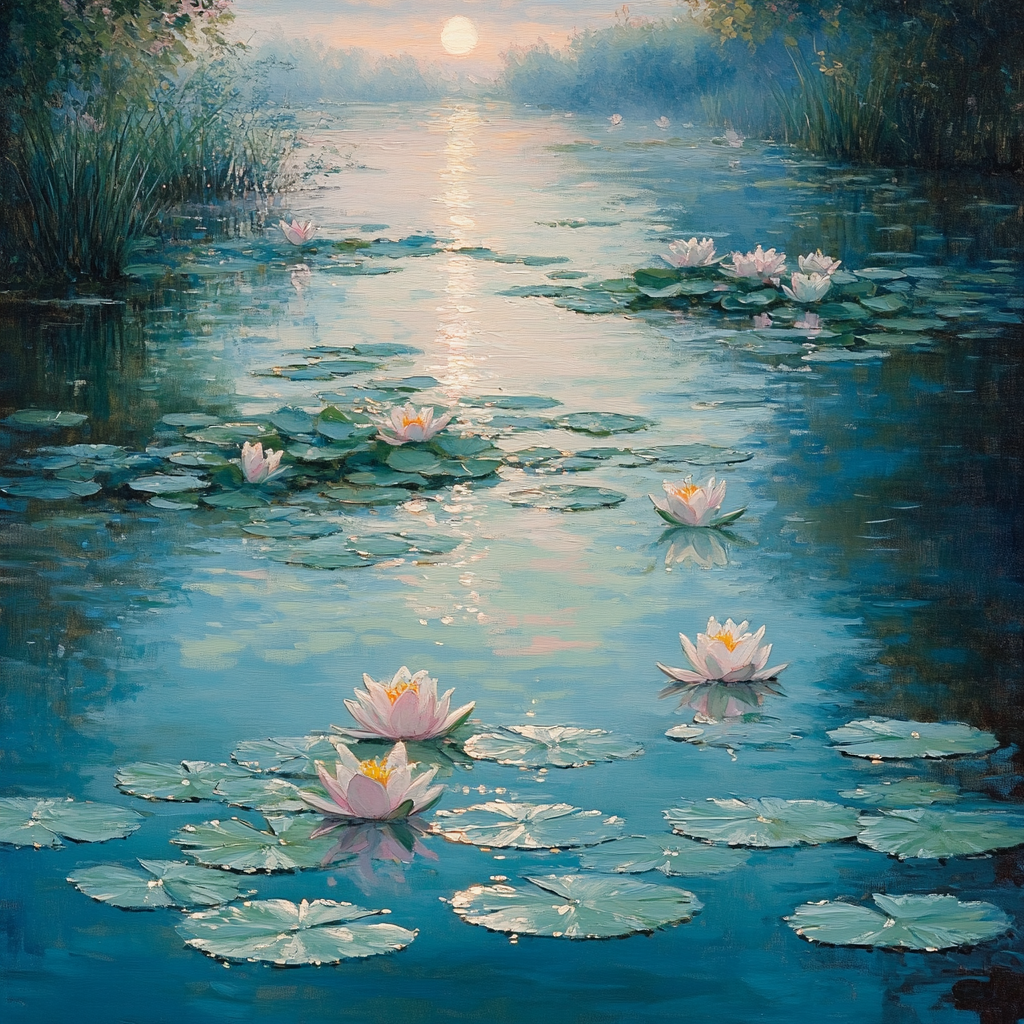 Claude Monet Inspired Morning Waterlily Reflections painting number kit