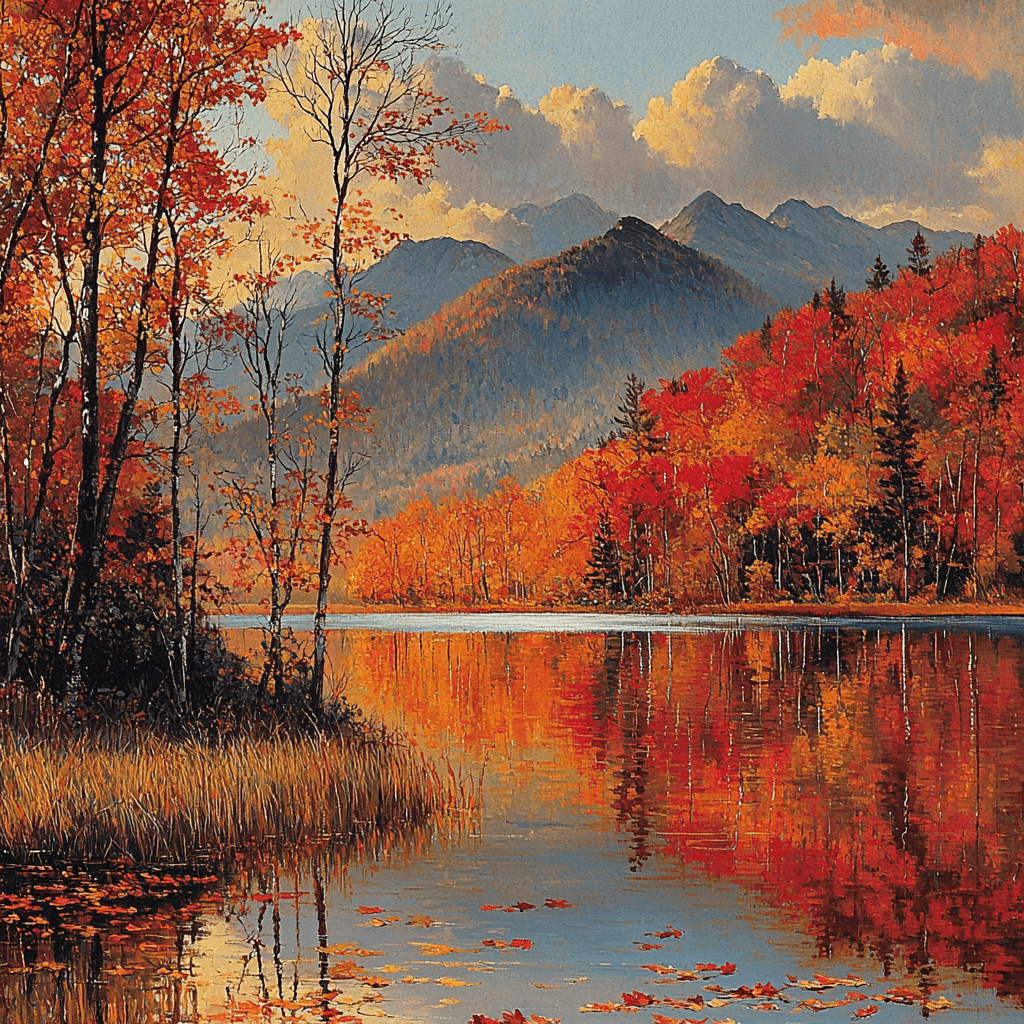 Frederic Edwin Church Inspired Colorful Autumn Reflection Paint By Numbers