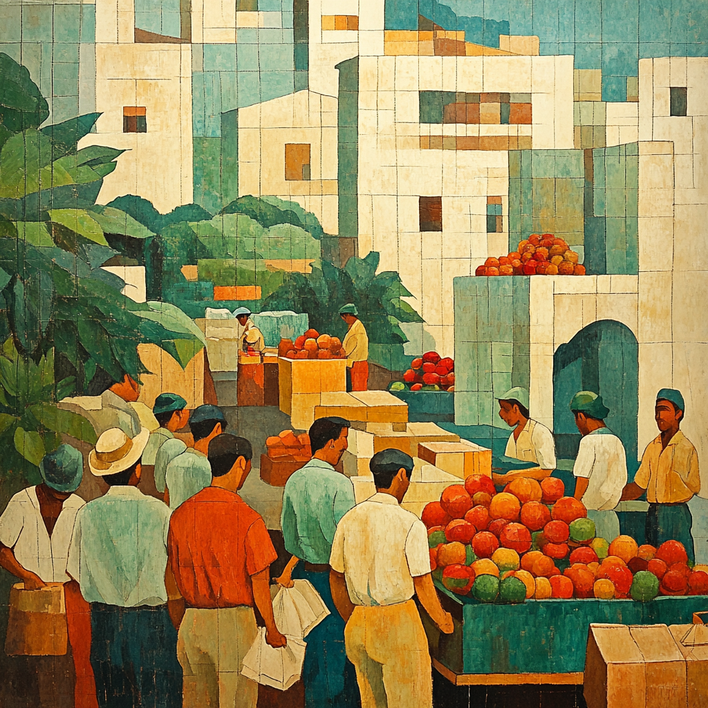 Diego Rivera Inspired Market Mural paint by number