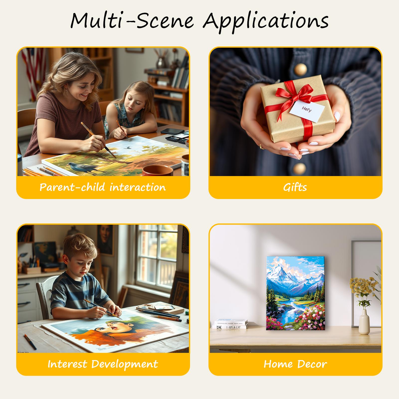 【Unframed】Happy Painting Exclusive DIY Paint by Number Kit Stress Relief Relaxation Toys Beginner Painting Kits Handicrafts with Lions Flowers & Birds Designs