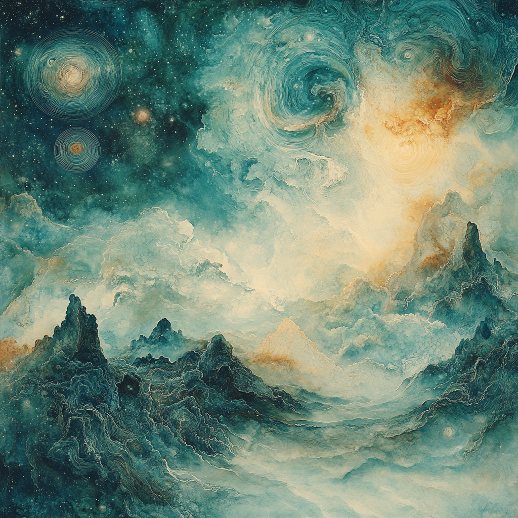 Max Ernst Inspired Cosmic Dreamscape paint by color