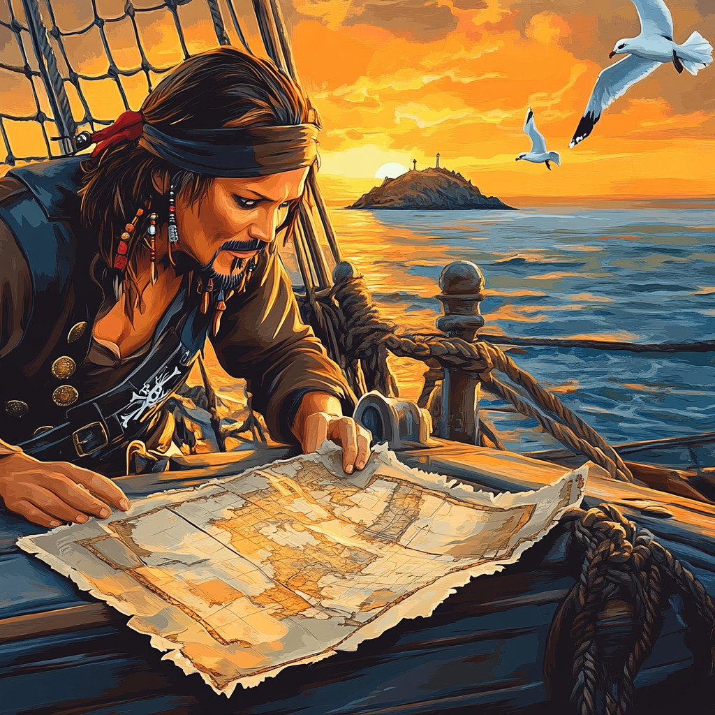 Jack Sparrow Treasure Map Disney Inspired Paint by numbers art