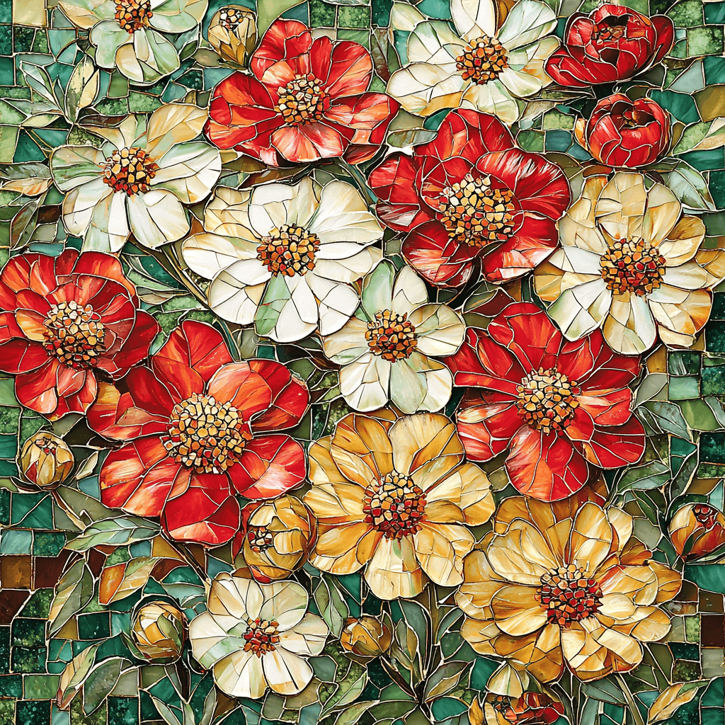 Gustav Klimt Inspired Floral Mosaic Paint By Number
