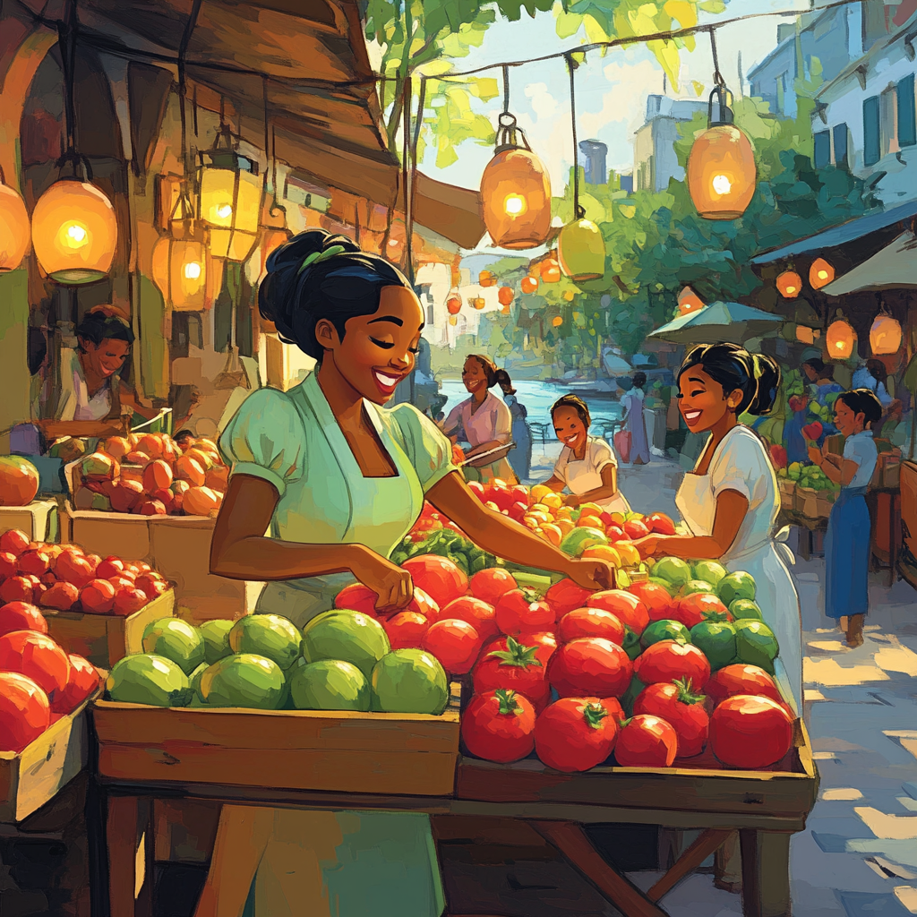 Tiana Market Morning Melody paint by numbers