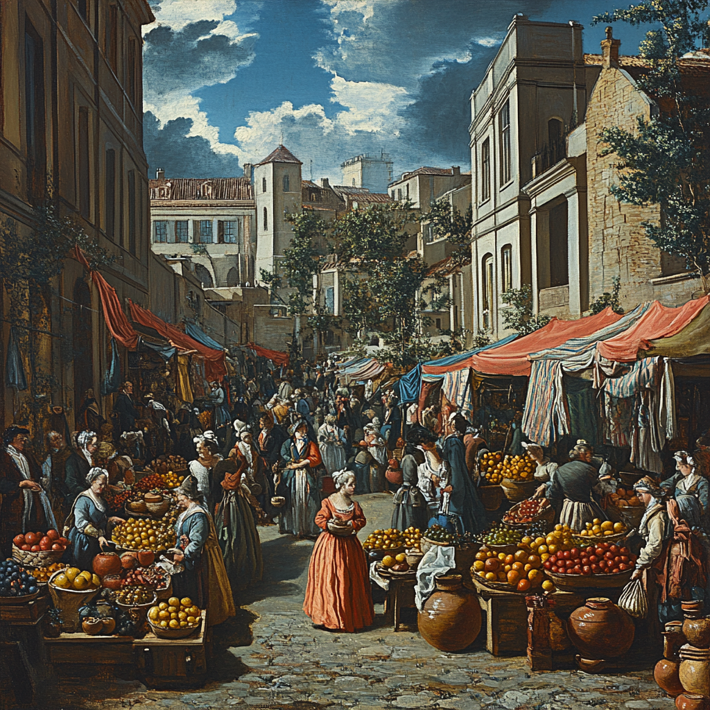 William Hogarth Inspired Street Market Scene Paint by numbers kits
