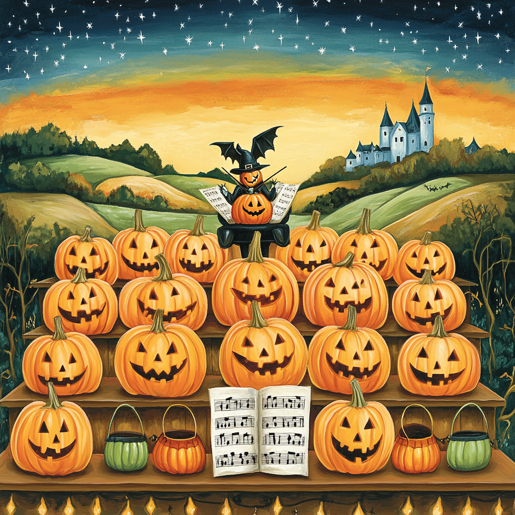 Moonlit Pumpkin Patch Choir Numbered painting kits