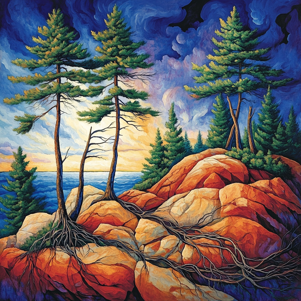 Arthur Lismer Inspired Rock Crevice Pines Number painting