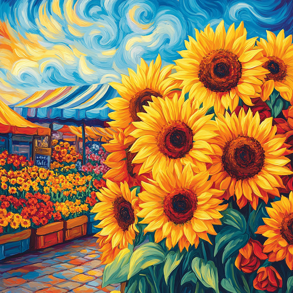 Van Gogh Inspired Flower Market paint by number