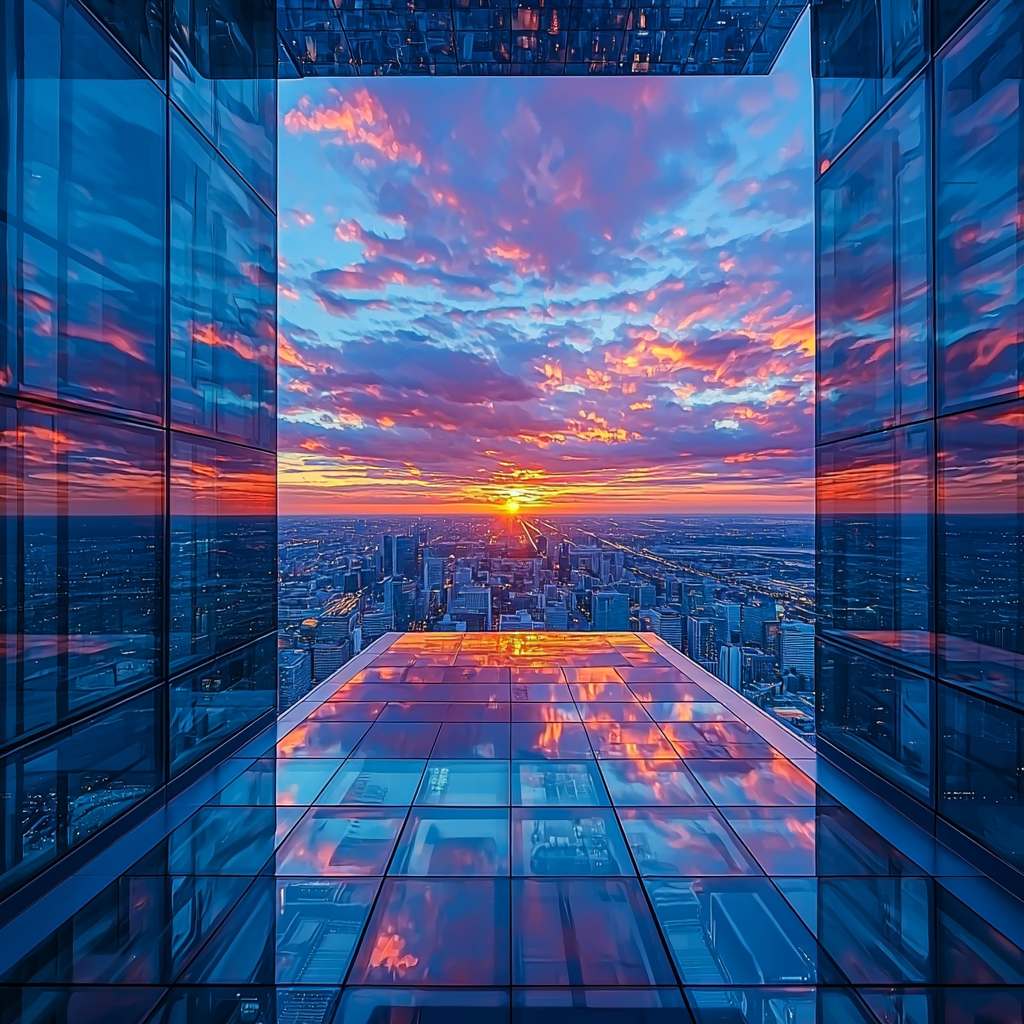 Sunset City Skyline Observation Deck Numbered painting kits