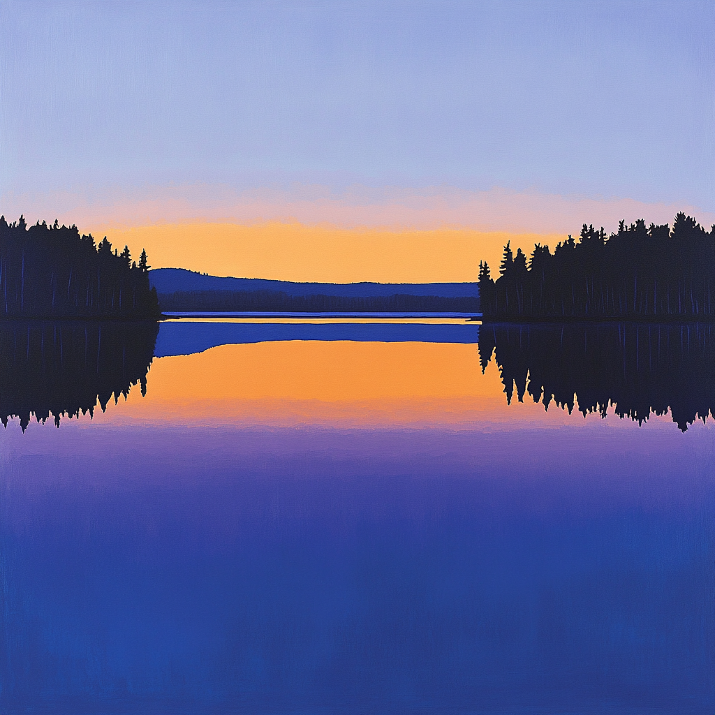Lawren Harris Inspired Vast Northern Lake At Dusk paint by number