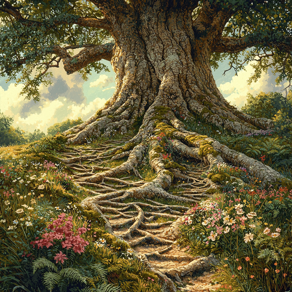 Ancient Tree With Root Labyrinth Environmental Park Paint by numbers kits