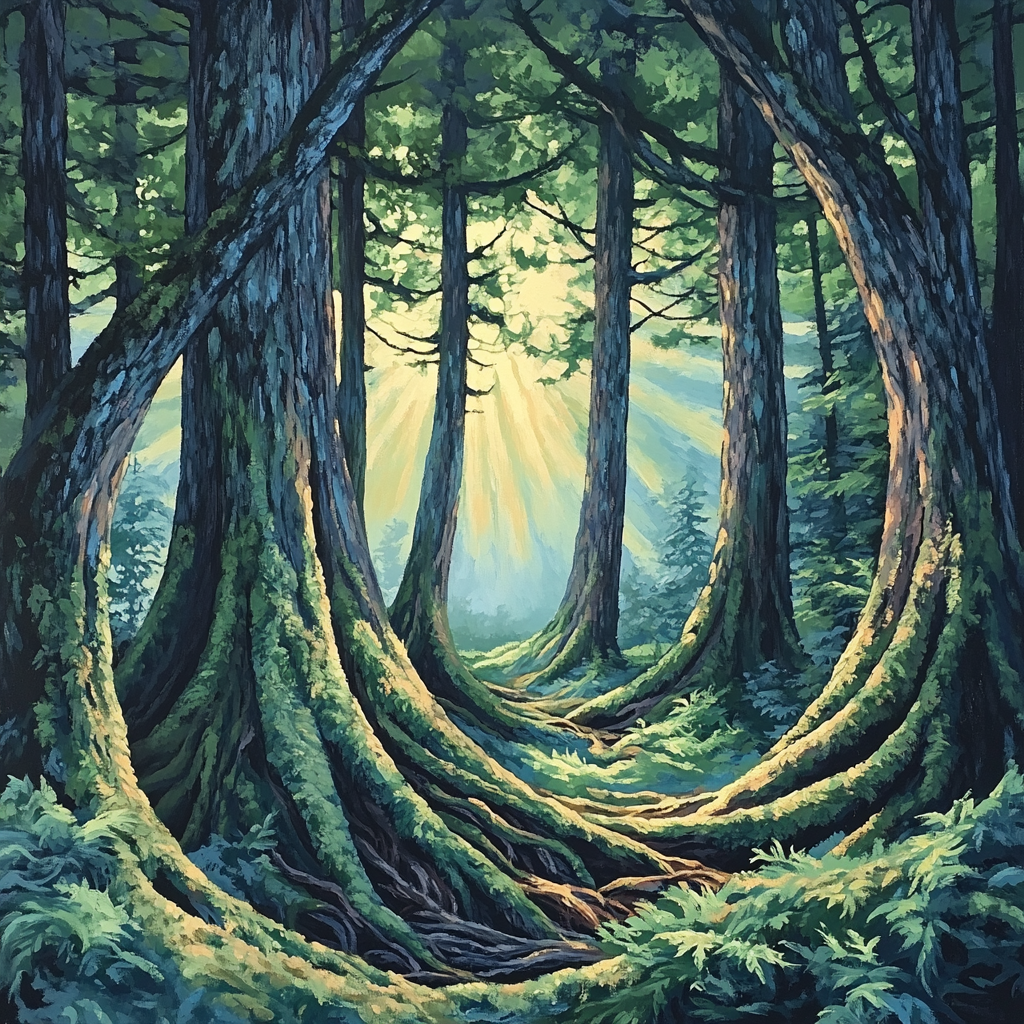 Emily Carr Inspired Cathedral Grove Rhythm Numbered painting kits