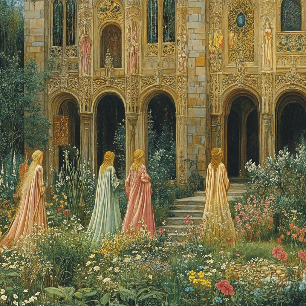 Edward Burne Jones Inspired Mythological Garden paint by color